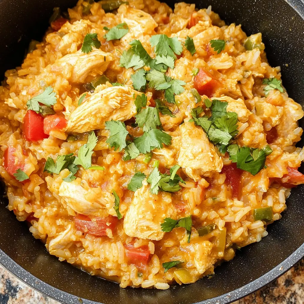 Easy One Pot Queso Chicken and Rice