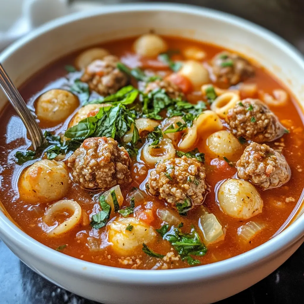 Italian Meatball Soup with Homemade Meatballs