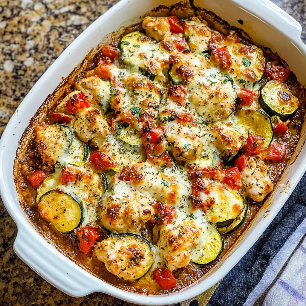 Mediterranean Chicken Zucchini Bake