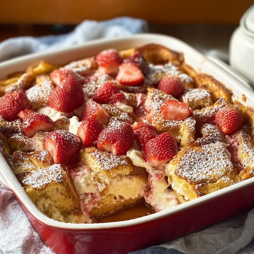 Strawberries & Cream French Toast Casserole