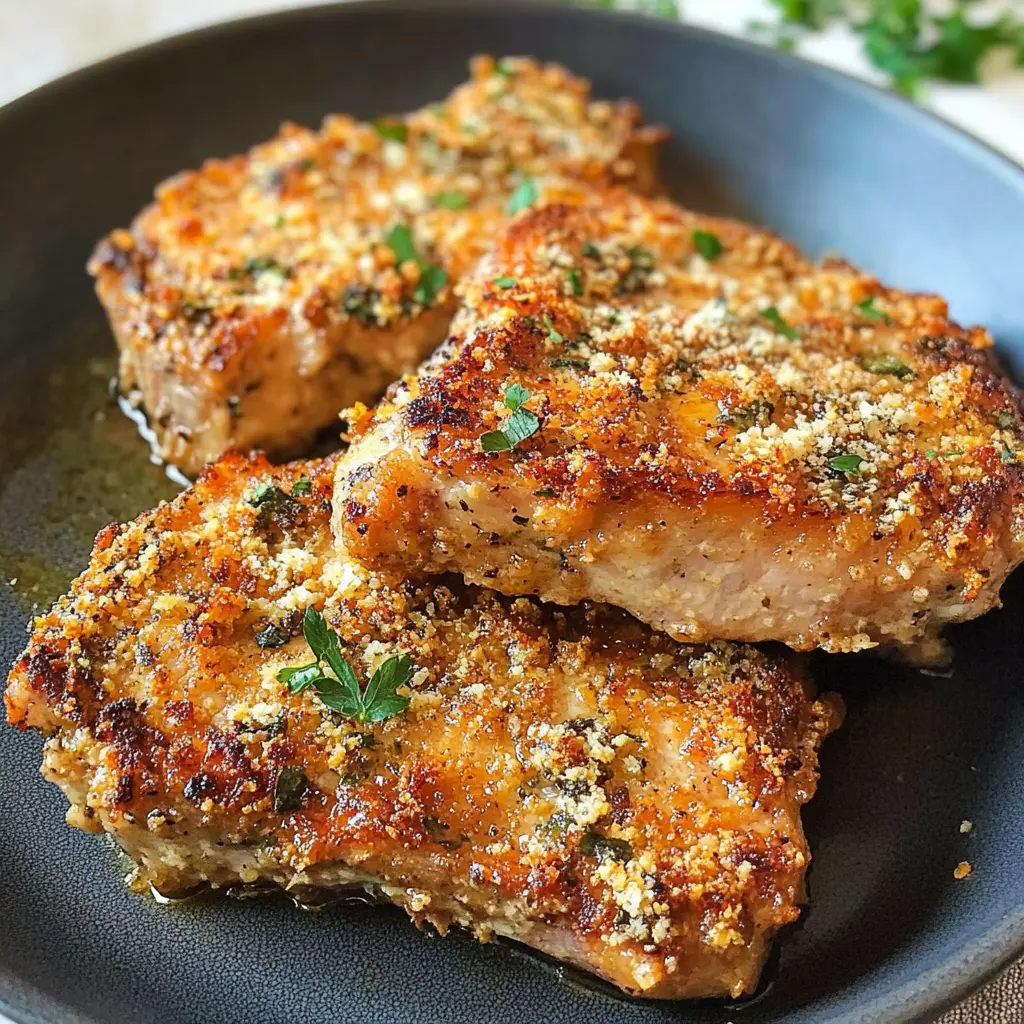 Skillet Parmesan Crusted Pork Chops